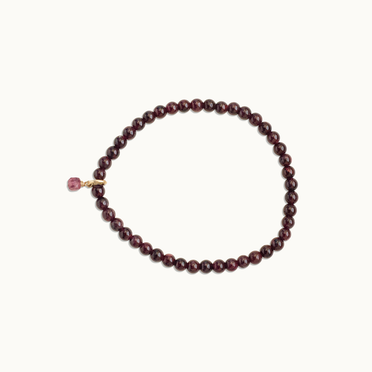 Garnet Gemstone Slip On Bracelet (January Birthstone)