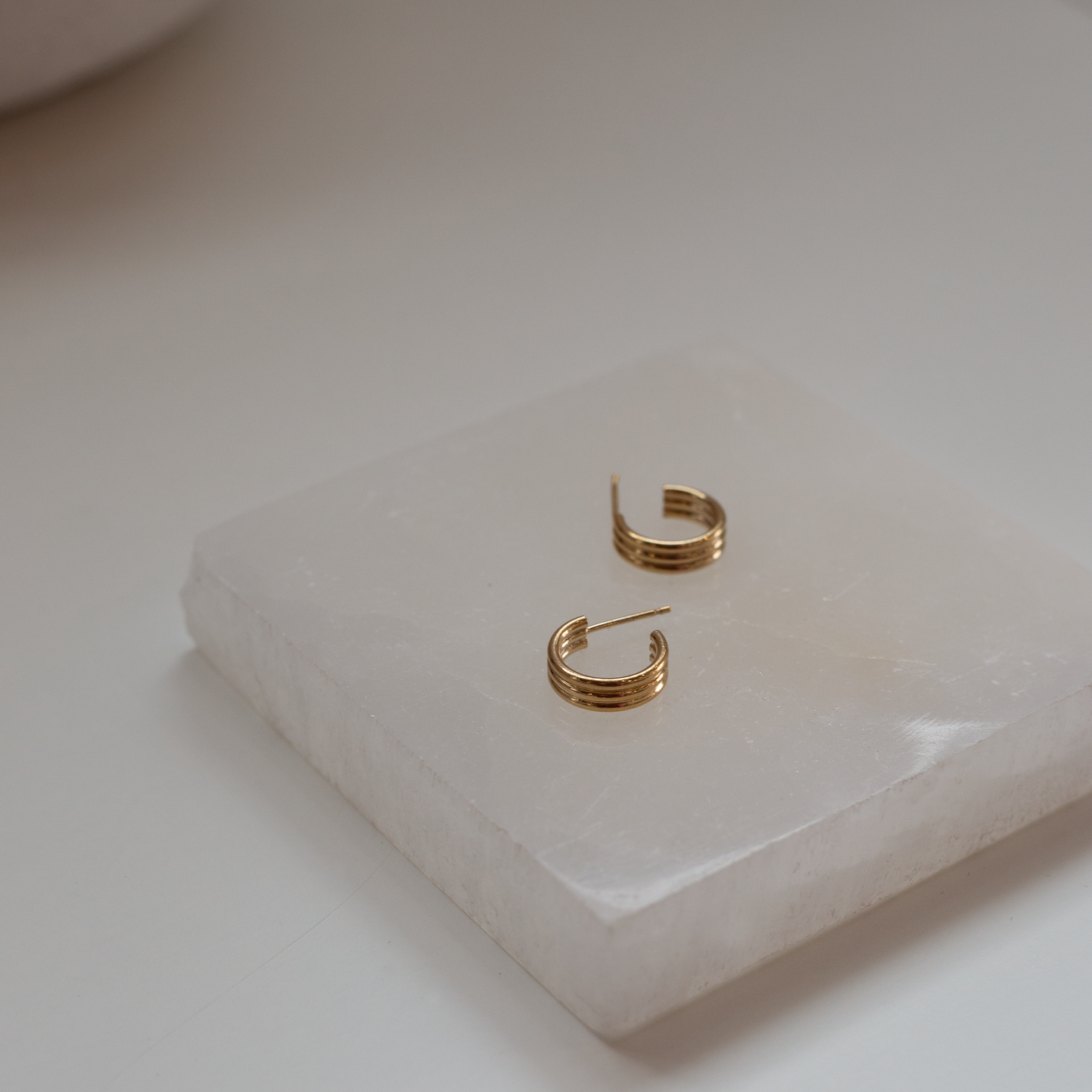 Gold Filled Triple Row Huggie Hoop Earring