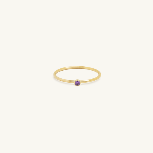 Pre Order: Gold Filled Birthstone Ring Amethyst CZ (February)
