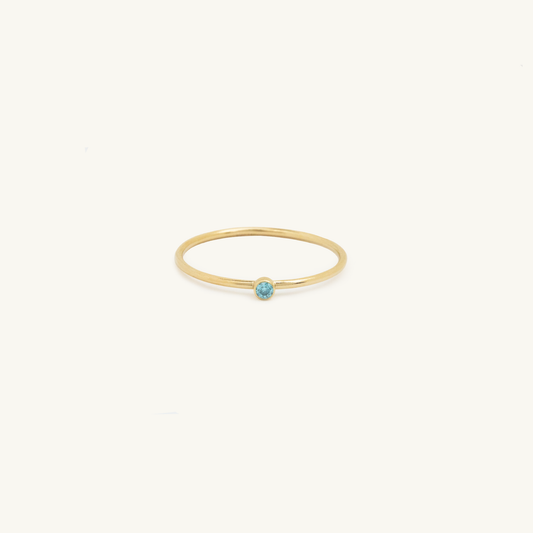 Gold Filled Birthstone Ring Aquamarine CZ (March)