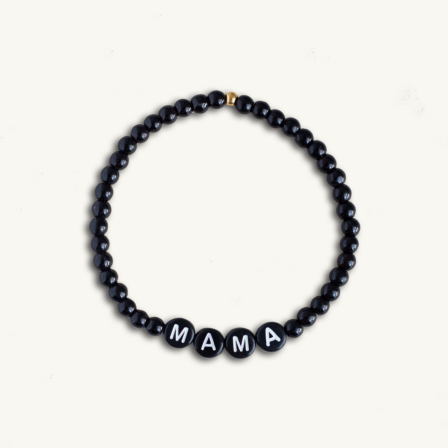 Alphabet Letter Bead Mama Bracelet (Black Onyx)