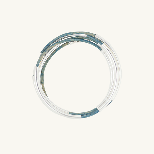 Pre Order: Original Wrap Bracelet (Silver/Distressed Indigo)