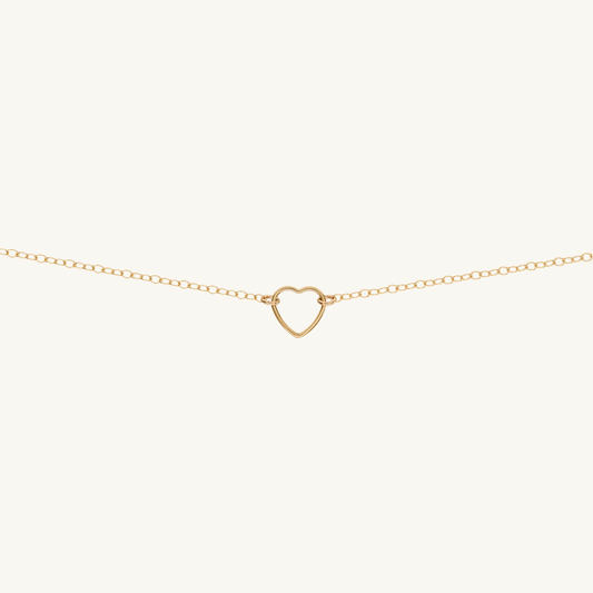 14k Gold Filled Mini Open Heart Pendant Necklace