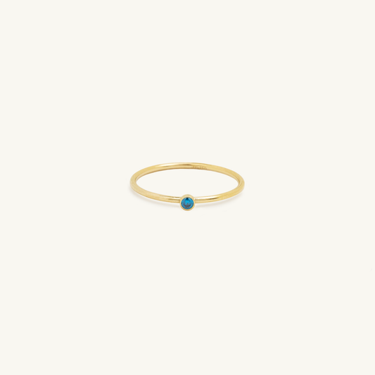 Gold Filled Birthstone Ring Blue Topaz CZ (December)