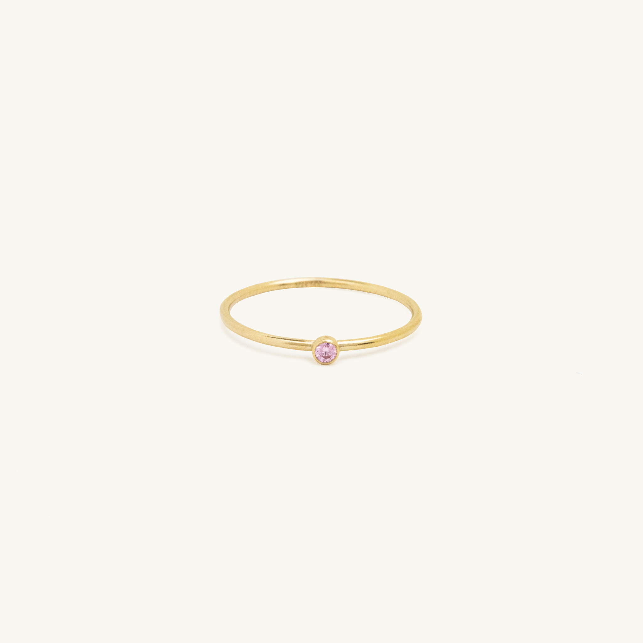 Pre Order: Gold Filled Birthstone Ring Pink Tourmaline CZ (October)