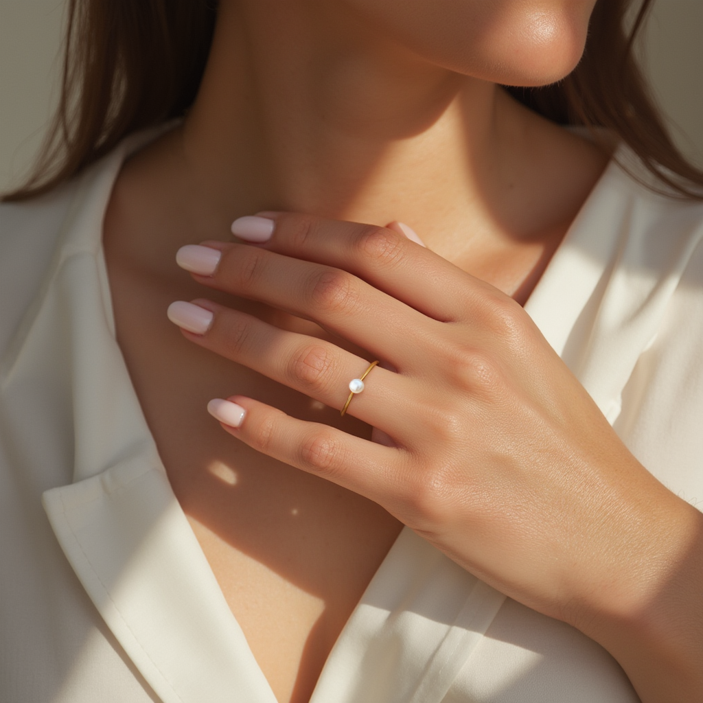 Pre Order: Gold Filled Birthstone Ring Pearl (June)