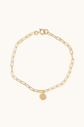 Paperclip Chain Bracelet with Engraveable Coin Charm (14k Gold Filled)