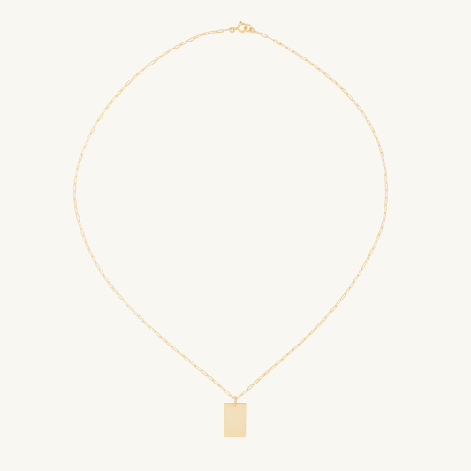 14k Gold Filled Rectangle Pendant Clip Chain Necklace