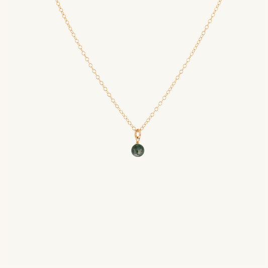 May Birthstone Necklace (Moss Agate)