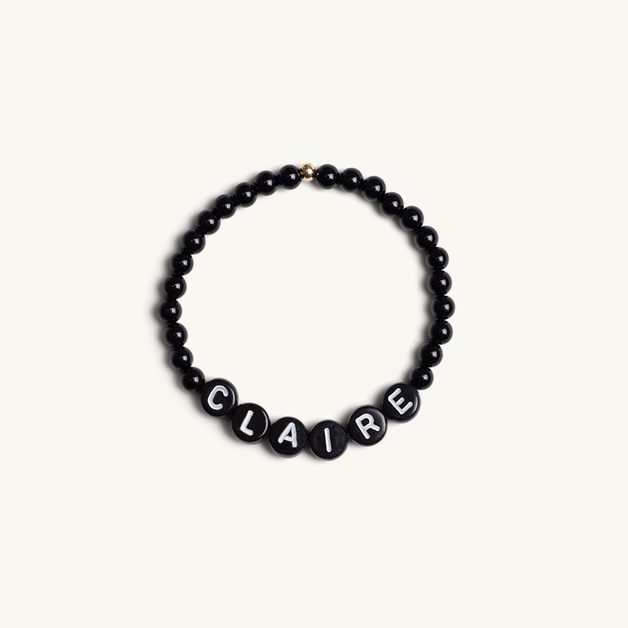 Youth Alphabet Letter Bead Name Bracelet (Black Onyx)